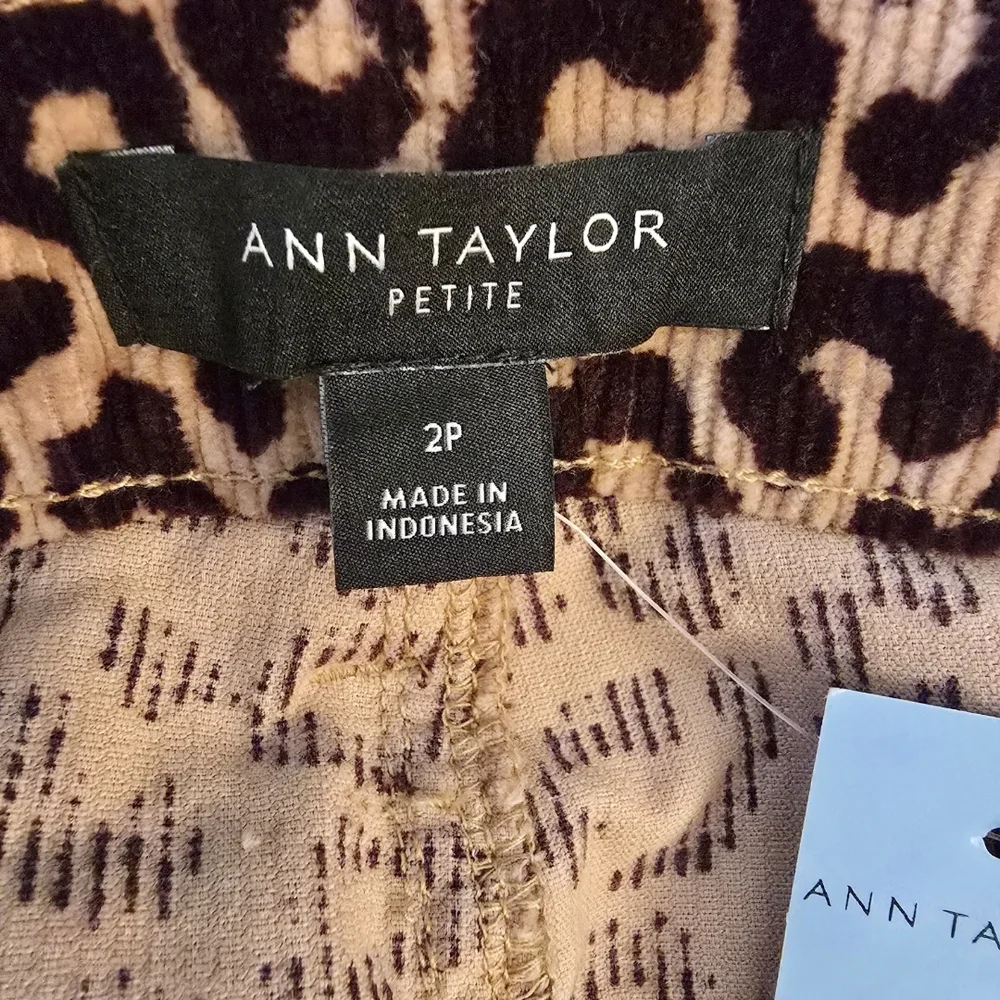 Ann Taylor Leopard Print Corduroy Skinny Pants Highest Rise NWT 2 Petite